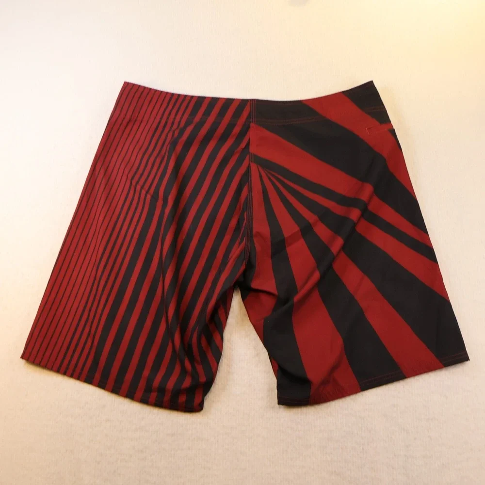 Tapout Mens 38 Board Shorts Red Black Graphic MMA Fight Shorts Sunburst Striped